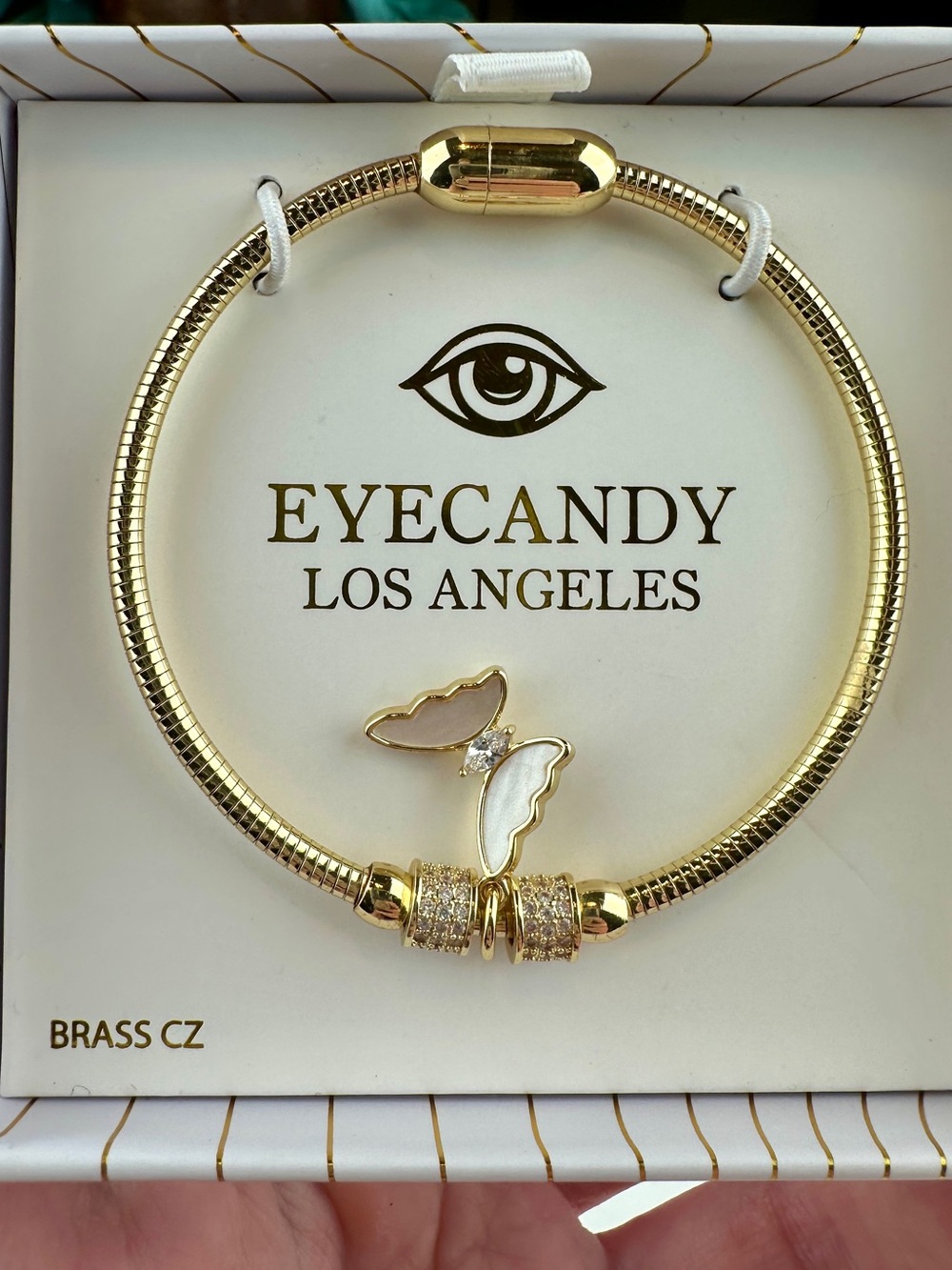 Eye Candy Los Angeles Armcandy Luxe Angel Wing CZ Gold Bracelet NIB